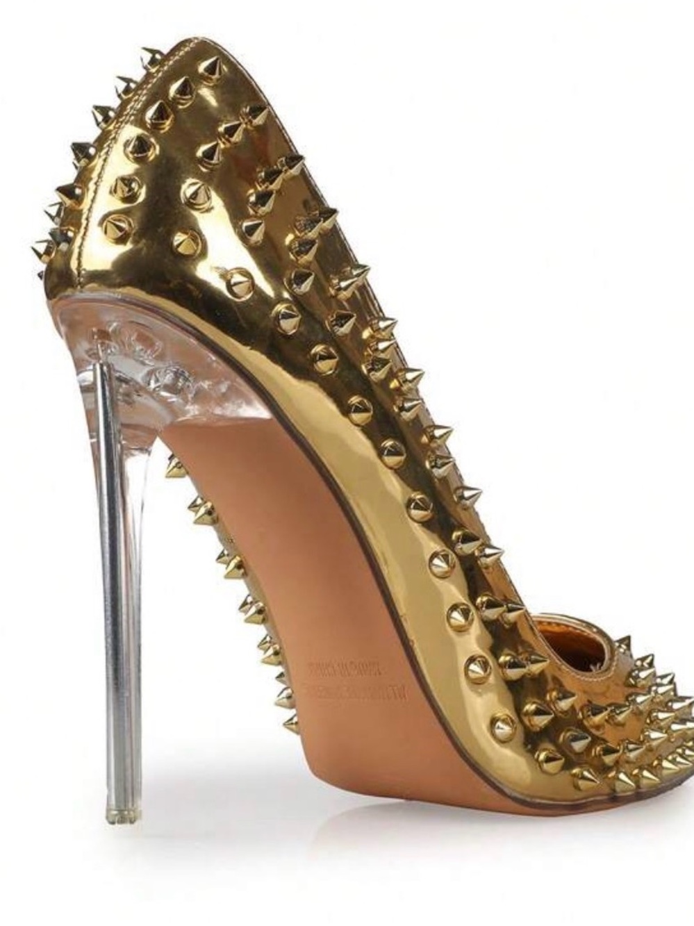 Gold Studded Pointed-Toe High Heel Pump - Picture 3 of 4